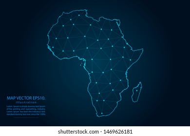 map of africa with  Abstract mash line and point scales on Dark background . Wire frame 3D mesh polygonal network line, design polygon sphere, dot and structure. Vector illustration eps 10.