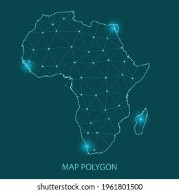 Map of africa - Abstract mash line and point scales. 3D mesh polygonal network line, design sphere, dot and structure. Vector illustration eps 10.