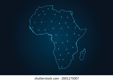 Map of africa , Abstract mash line and point scales on dark background for your web site design map logo, app, ui,Travel. Vector illustration eps 10.