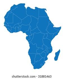 Map of Africa. The African Continent - Separable Borders for each country! -
.EPS Vector Scalable to any size!