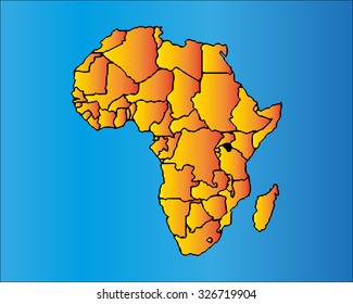 Map of Africa. The African Continent with Separable Borders