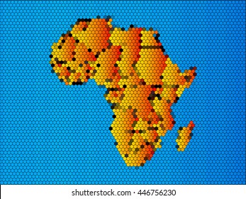 Map of Africa. The African Continent with Separable Borders. Low poly style gradient illustration graphic background.