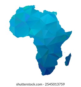 Mapa da África - Projeto Poligonal Azul para o seu. Ilustração vetorial eps 10.