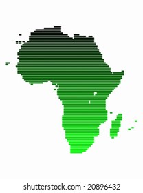 Map of Africa in broad lines with green gradient