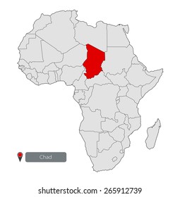Map of Africa. Chad