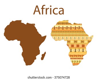 Map of Africa. Colorful ethnic african map pattern design with strips. Vector illustration