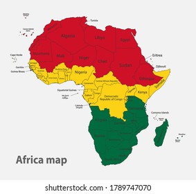 Map of the Africa in the colors of the flag with administrative divisions vector