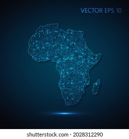 Map of Africa Continent abstract illustration of global social communication, polygonal map with connecting dots and lines. Vector illustration eps 10.