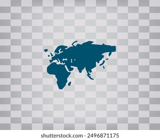 Map of Africa and Eurasia, vector icon. A flat illustration depicting a map of Africa and Eurasia.