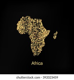 Map of Africa from the Golden sand on black background for Web Applications isolated on background. Vector illustration, creative template design. Business software and social media, origami.