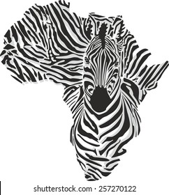 Map of Africa with the head of zebra