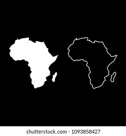 Map of Africa icon set white color outline