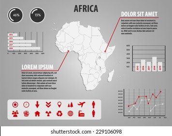 Map of Africa - infographic illustration with charts and useful icons