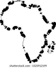 Map of Africa with a Irregular Contour Line. Vector Image.