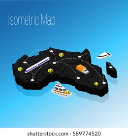 Map Africa isometric concept. 3d flat illustration of Map Africa. map infographics design template 