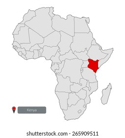Map of Africa. Kenya