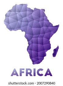 Map of Africa. Low poly illustration of the continent. Purple geometric design. Polygonal vector illustration.