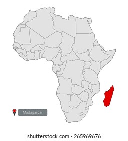 Madagascar On Map Of Africa Map Africa Madagascar Stock Vector (Royalty Free) 265969676 | Shutterstock