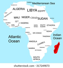 Map of Africa, Madagascar