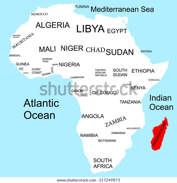 Madagascar Map Of Africa Map Africa Madagascar Stock Vector (Royalty Free) 317249873