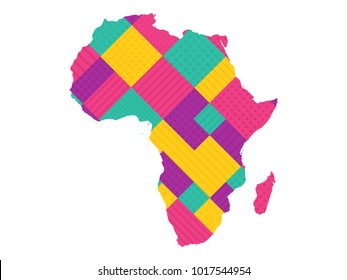 Map of Africa - Modern Geometric dots and lines background, colorful carving art - blue, yellow and violet. Vector illustration eps 10.