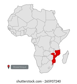 Map of Africa. Mozambique