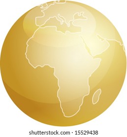 Map of Africa on a glossy sphere