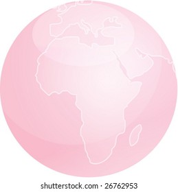 Map of Africa on a glossy sphere