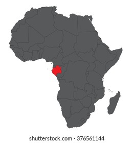 Map of Africa on gray with red Gabon vector