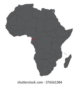 Map of Africa on gray with red Equatorial Guinea vector