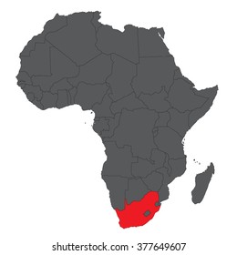 Map of Africa on gray with red South Africa vector 