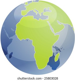 Mapa de África, en un globo esférico, ilustración cartográfica