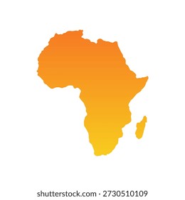 Karte von Afrika in orangefarbener Silhouette. Vektorgrafik des afrikanischen Kontinents einzeln auf weißem Hintergrund. Ideal für geografische, Reise-, Bildungs-, Infografik- und globale Konzeptentwürfe