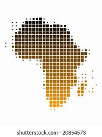 Map of Africa in squares with brown gradient