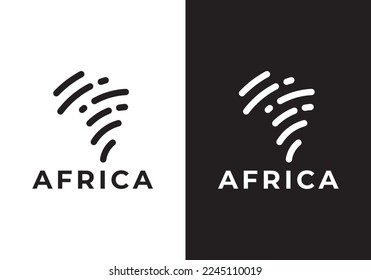 map of africa tech digital logo design vector illustration.