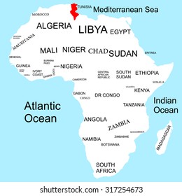 Map of Africa, Tunisia