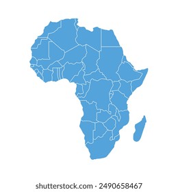 mapa de áfrica Vector color azul aislado fondo blanco