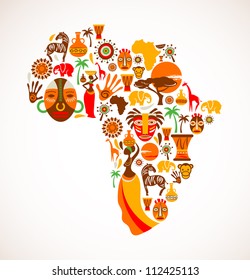 Map of Africa with vector icons