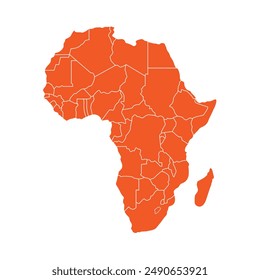 map of africa vector red orange color isolated white background