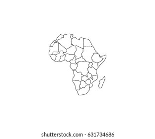 Map of Africa vector with territorial borders in each region