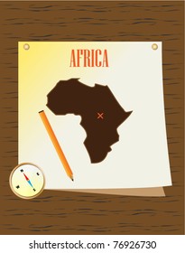 map of Africa with wooden texture