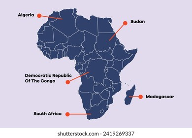 Map of Africa. World map concept. Colored flat vector illustration isolated.