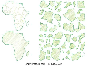 Map of Africa written with crayons