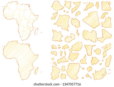 Map of Africa written with crayons