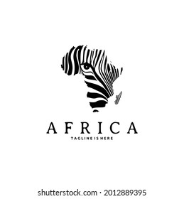 Mapa de África con diseño de vectores de impresión de cebra