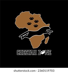 Map of the African continent, decorative symbol of the African continent with a cheetah silhouette