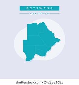 Mapa del estado africano de botswana con las ciudades y municipios más importantes