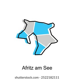 Mapa de Afritz am Ver modelo de design vetorial, World Map Modelo vetorial internacional com esboço gráfico estilo isolado no fundo branco