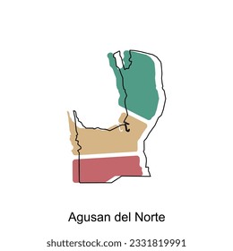 Map of Agusan Del Norte vector design template, national borders and important cities illustration