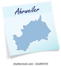 Map of Ahrweiler as sticky note in blue